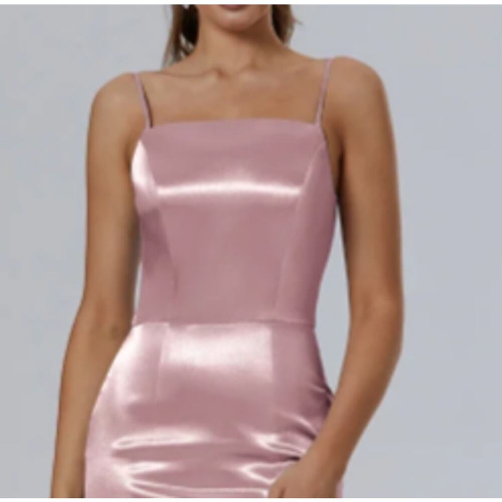 AW BRIDAL 0 XS rose quartz Bessie satin bridesmaid party maxi dress NEW B139 - Picture 4 of 6